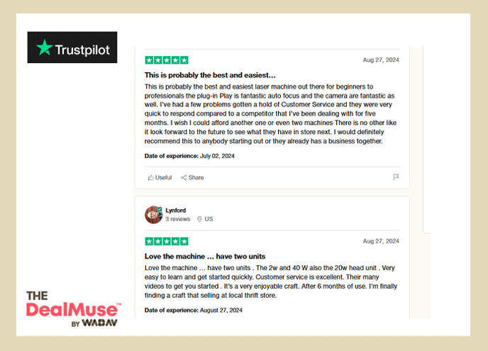 Trustpilot reviews about WeCreat tools