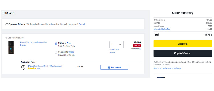 A screenshot of Best Buy checkout page showing a working coupon code