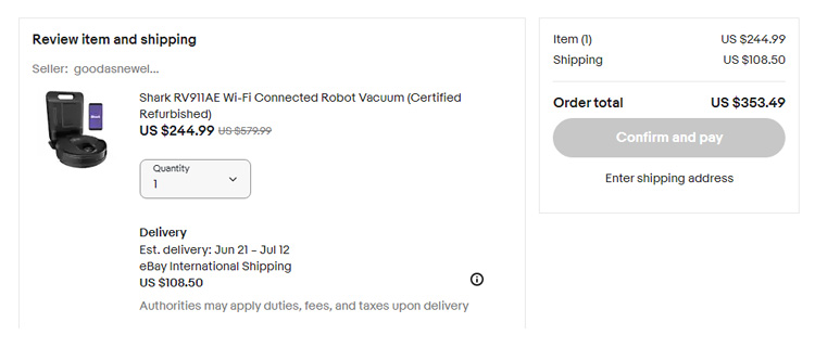 A screenshot of Ebay checkout page showing a working coupon code