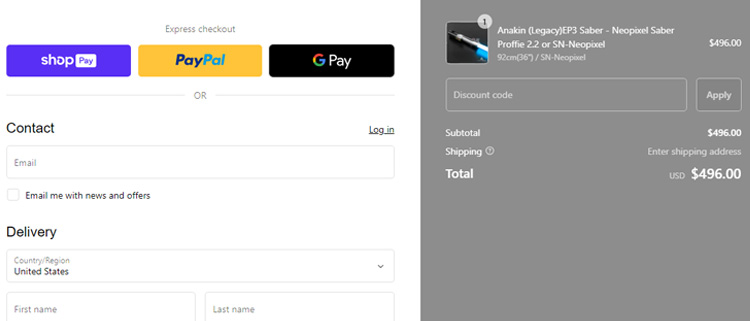 A screenshot of artsabers checkout page showing a working coupon code