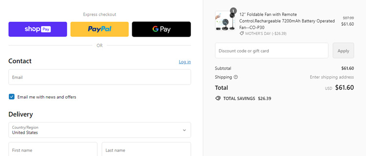 A screenshot of comfier checkout page showing a working coupon code 
