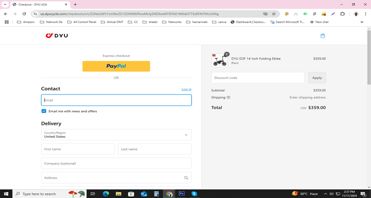 A screenshot of dyu cycle checkout page with a working discount code