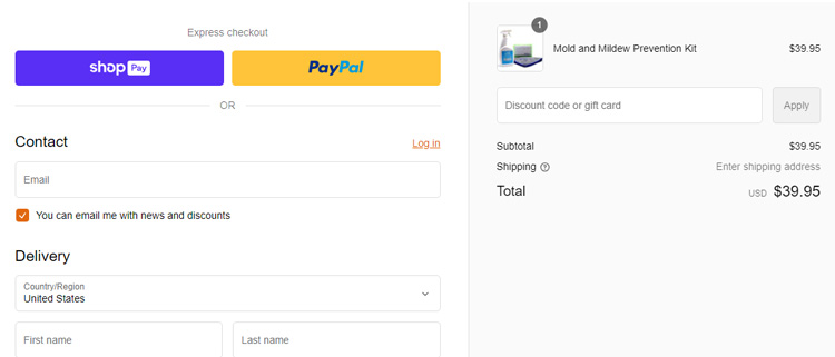 A screenshot of everest microbial defense checkout page showing a working coupon code