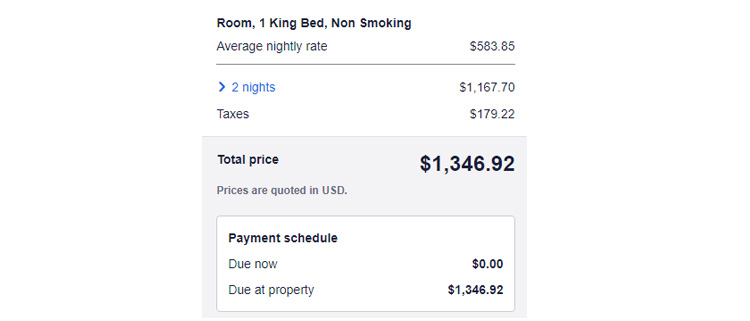 A screenshot of hotels.com checkout page showing a working coupon code 