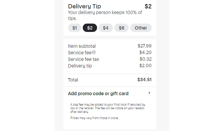 A screenshot of instacart checkout page showing a working coupon code 