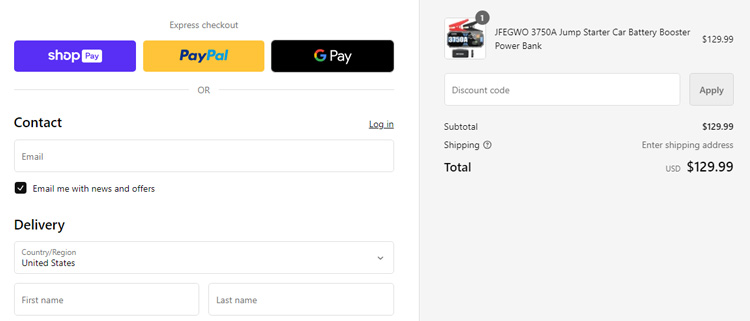 A screenshot of jf.egwo checkout page showing a working coupon code 