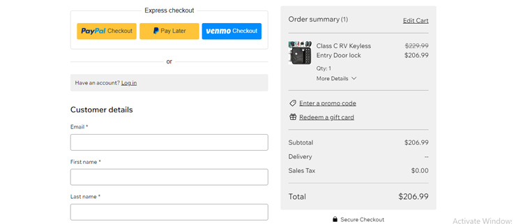 A screenshot of latchit checkout page showing a working coupon code