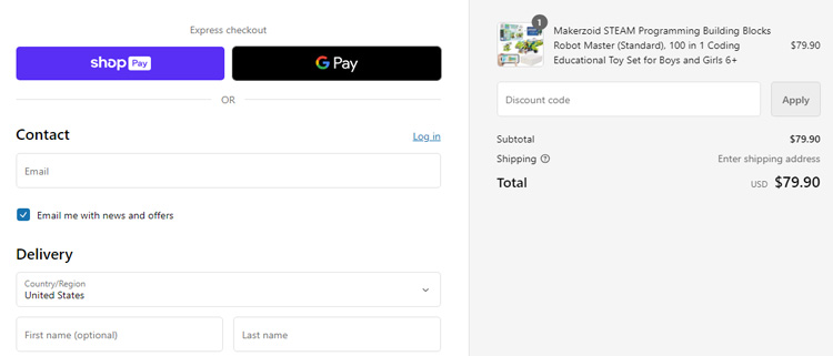 A screenshot of makerzoid checkout page showing a working coupon code