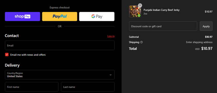 A screenshot of matt-hat jerky checkout page showing a working coupon code