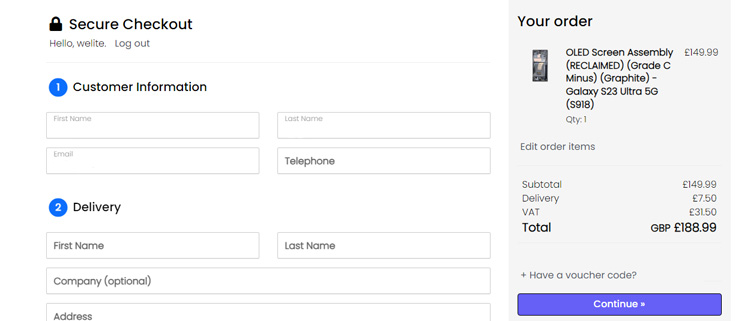 A screenshot of mobio distribution uk's checkout page showing a working coupon code