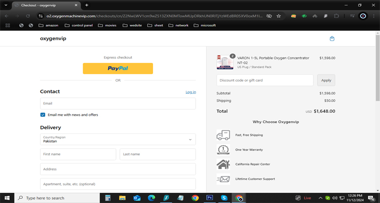 A screenshot of the oxygenvip checkout page with a working discount code