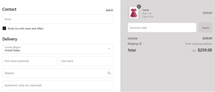 A screenshot of rosy queen checkout page showing a working coupon code