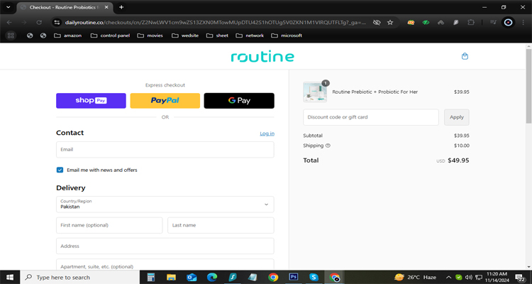 A screenshot of the Routine checkout page with a working discount code