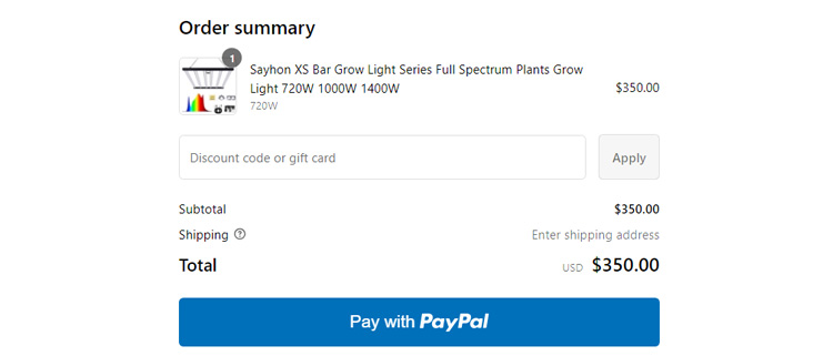 A screenshot of sayhon checkout page showing a working coupon code 