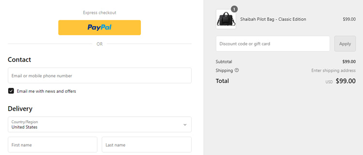 A screenshot of shaibah checkout page showing a working coupon code 