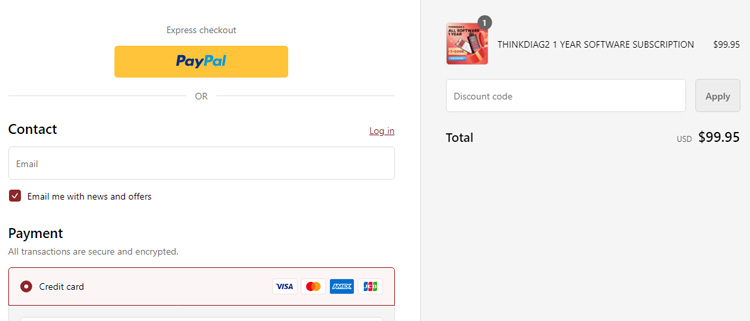 A screenshot of thinkcar's checkout page showing a working coupon code