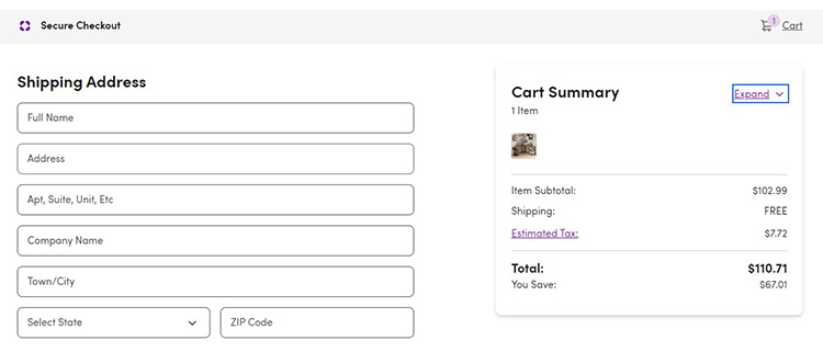 A screenshot of wayfair's checkout page showing a working coupon code